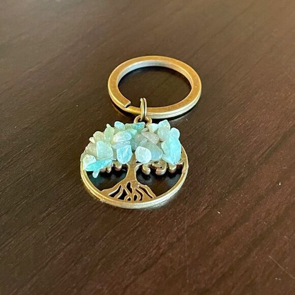 Tree of Life Natural Green Jade (Jadeite Jade) Crystal Keychain - Picture 7 of 16